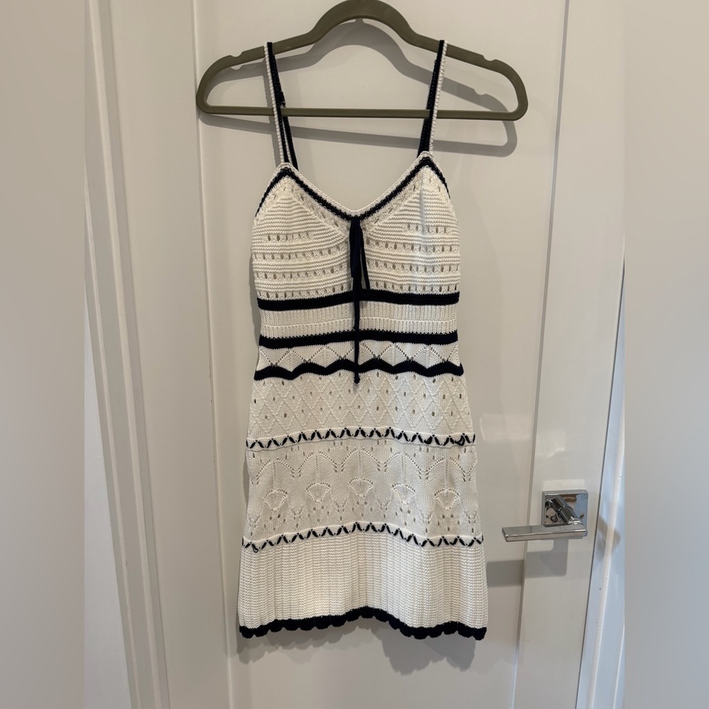 Grey Bandit Newport Crochet Mini Dress | Black & White | Size M - Picture 3 of 7